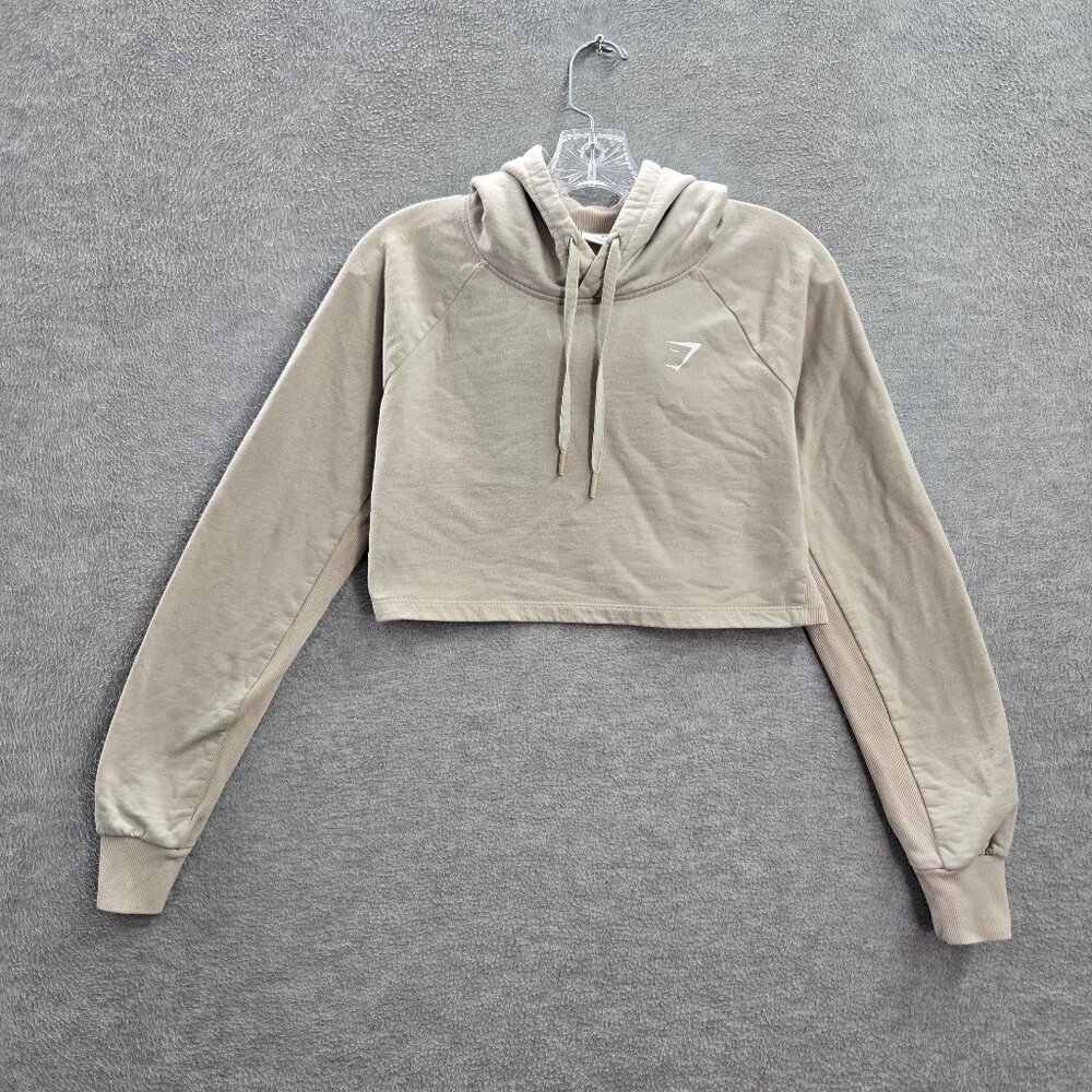 Gymshark Cropped Hoodie in Light Olive